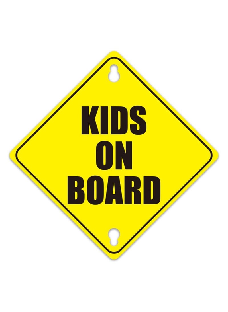 Rubik Kids On Board Car Sign with Suction Cups for Car Window, Reflective Vehicle Car Signs, Kids Safety Warning Sign (12.5x12.5cm)  - Image 1