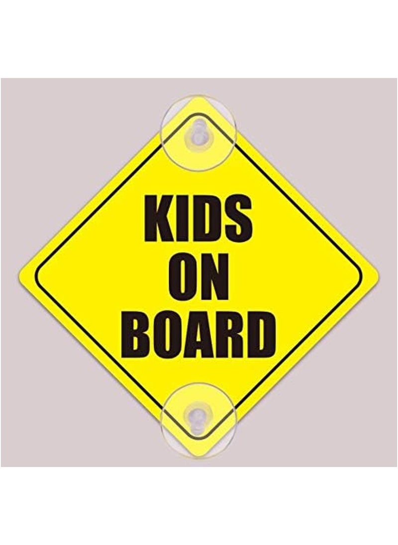 Rubik Kids On Board Car Sign with Suction Cups for Car Window, Reflective Vehicle Car Signs, Kids Safety Warning Sign (12.5x12.5cm)  - Image 2