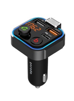 Smart Car Charger FM Transmitter With 24W PD Port and QC3.0 - Black