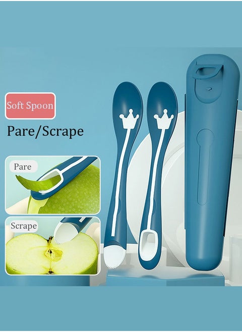 2 PCS Baby Multifunctional Spoons, First Stage Feeding Spoon for Infants, Teething Toy on Gums, Bendable and Easy to Hold