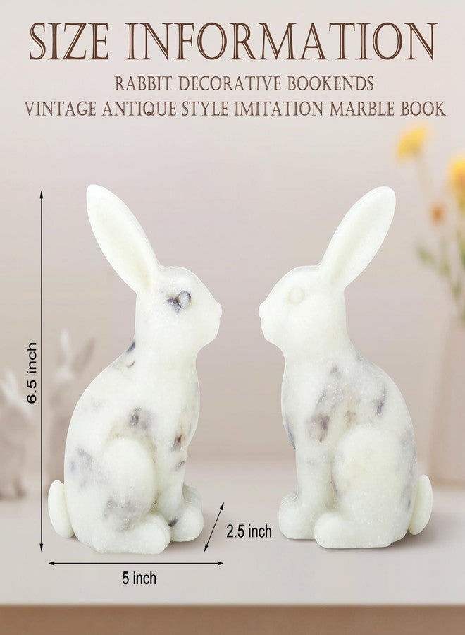 Tosstuki 1 Pair Decorative Bookends for Shelves Marble Bunny Bookends Heavy Duty Book Ends Cute Rabbit Book Ends for Home Office Desk Bookshelf Living Room Decoration - Image 2