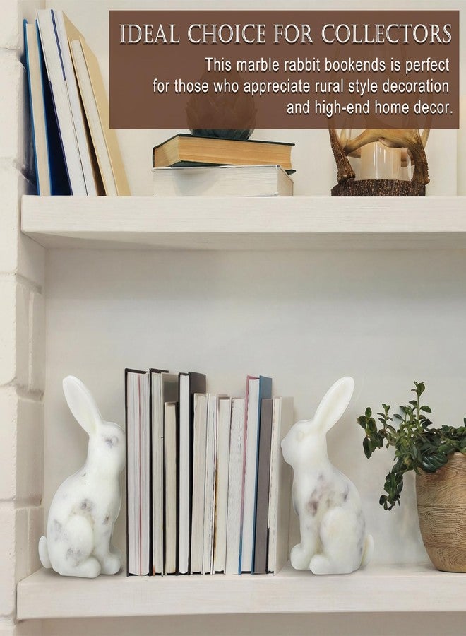 Tosstuki 1 Pair Decorative Bookends for Shelves Marble Bunny Bookends Heavy Duty Book Ends Cute Rabbit Book Ends for Home Office Desk Bookshelf Living Room Decoration - Image 4