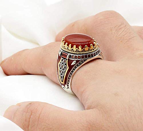Qida LovePlus S925 Sterling Silver Onyx Ring for Men Natural Agate Stone Ring Cool Turkish Handmade Luxury Jewelry - Image 5