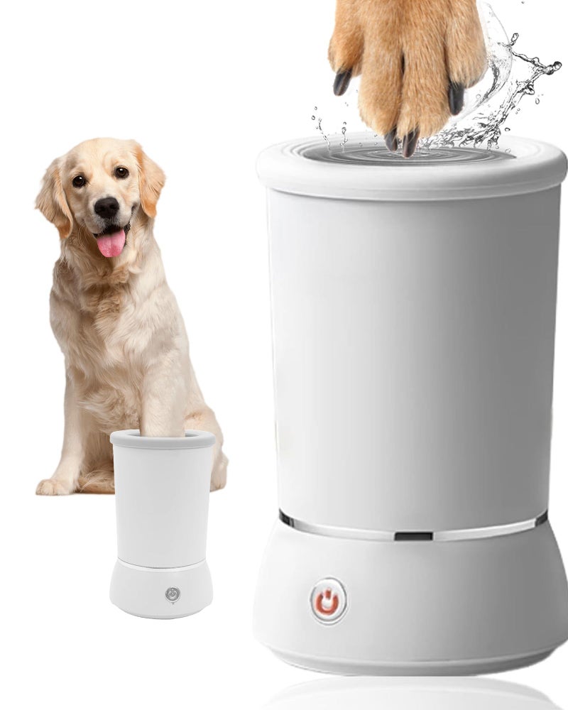 KUEIOX Automatic Dog Paw Cleaner for Dogsï¼ŒElectric Dog Foot Paw Washer Cup and Massagerï¼Œ2 Speeds for Thorough Cleaning and USB Rechargeable,Pet Paw Feet Cleaner for Small Medium Dogs Cats (White) - Image 1