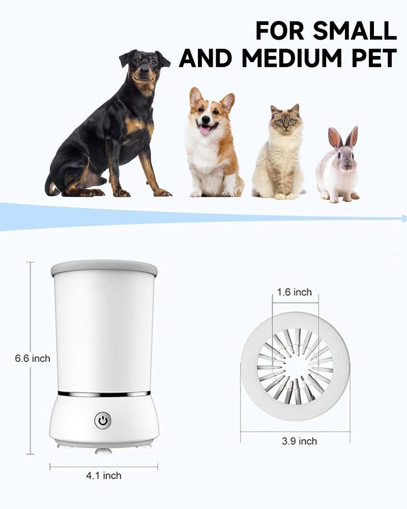KUEIOX Automatic Dog Paw Cleaner for Dogsï¼ŒElectric Dog Foot Paw Washer Cup and Massagerï¼Œ2 Speeds for Thorough Cleaning and USB Rechargeable,Pet Paw Feet Cleaner for Small Medium Dogs Cats (White) - Image 4