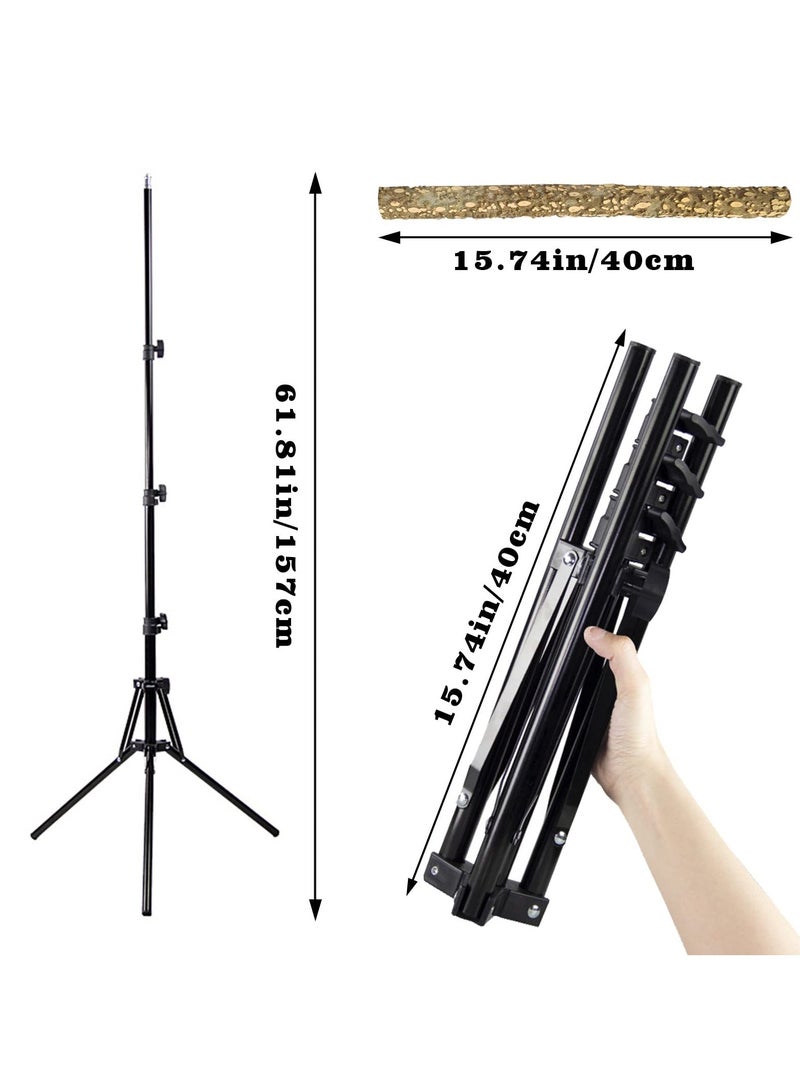 Height Adjustable Bird Perch Stand,Bird mast 16-63 Inch Natural Pepper Wood Parrot Perch Toy, Bird Training Perch Stand, Indoor and Outdoor Bird Stands for Small to Medium Bird - Image 4