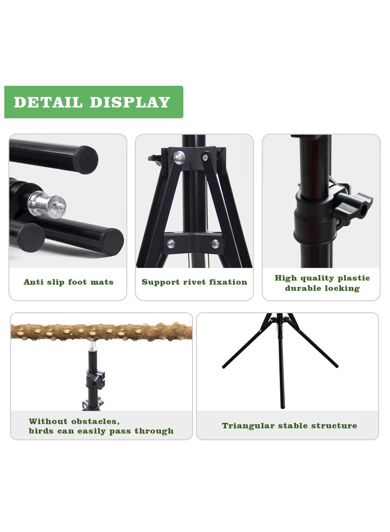 Height Adjustable Bird Perch Stand,Bird mast 16-63 Inch Natural Pepper Wood Parrot Perch Toy, Bird Training Perch Stand, Indoor and Outdoor Bird Stands for Small to Medium Bird - Image 3