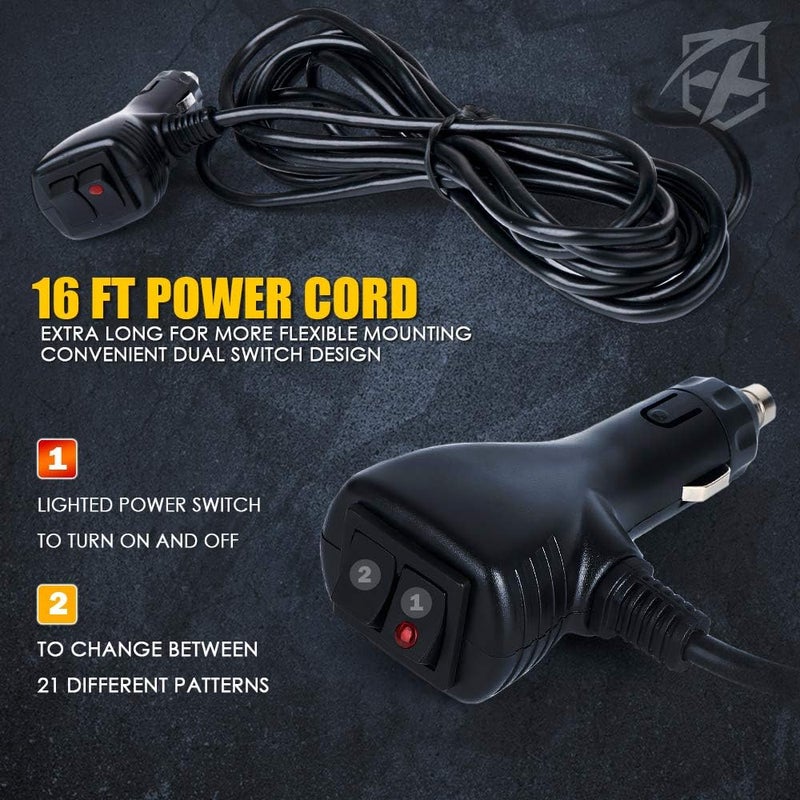 Xprite White Amber COB LED Strobe Rooftop Flashing Light Bar with Magnetic Base - Image 5