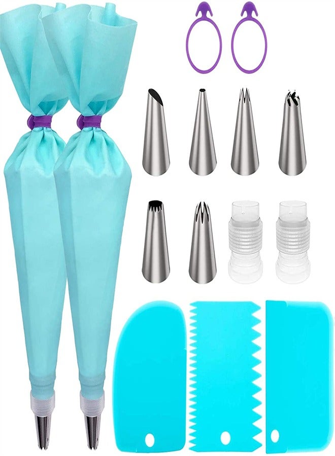 Choxilo Piping Tips 15pcs set Cake Decorating Kit Piping Tips Pastry Icing Bags Stainless Steel Nozzles Set DIY Cake Decorating Tools Baking Tools - Image 1