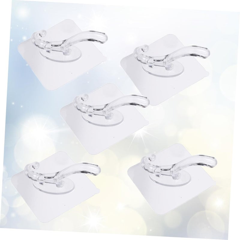 VOSAREA 5Pcs Punch Towel Hooks Transparent Adhesive Hooks for Bathroom Kitchen Bedroom and Living Room and Clothes Hanging - Image 4