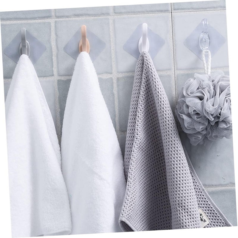 VOSAREA 5Pcs Punch Towel Hooks Transparent Adhesive Hooks for Bathroom Kitchen Bedroom and Living Room and Clothes Hanging - Image 2