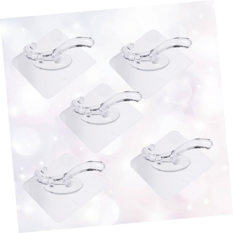 VOSAREA 5Pcs Punch Towel Hooks Transparent Adhesive Hooks for Bathroom Kitchen Bedroom and Living Room and Clothes Hanging - Image 5