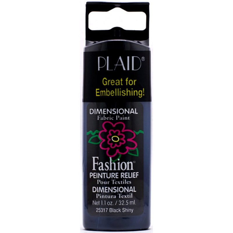 Plaid Fashion Dimensional Fabric Paint in Assorted Colors 11Ounce Black