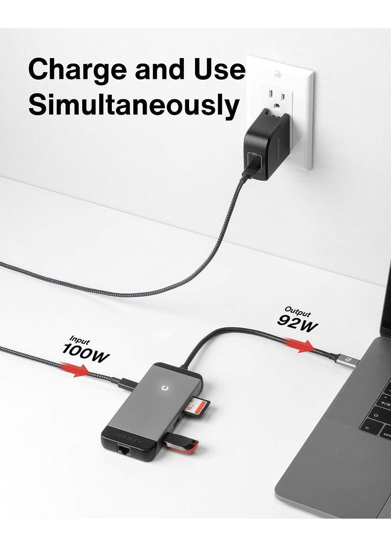 ivanky - USB C Laptop Docking Station with,  7-in-1 87W PD Dock, Dual 4K HDMI Display Thunderbolt 3/4 Dock for Steam Deck, Dell, HP, Lenovo, Surface, etc, USB 3.0 - Image 1