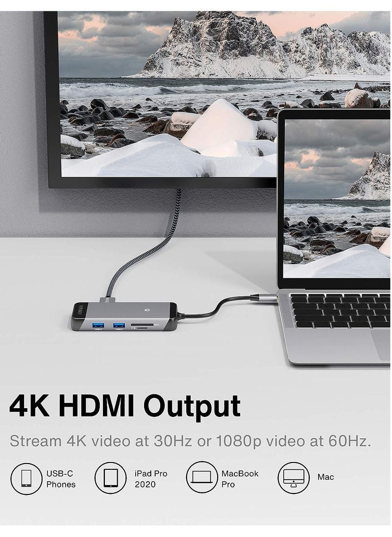 ivanky - USB C Laptop Docking Station with,  7-in-1 87W PD Dock, Dual 4K HDMI Display Thunderbolt 3/4 Dock for Steam Deck, Dell, HP, Lenovo, Surface, etc, USB 3.0 - Image 1