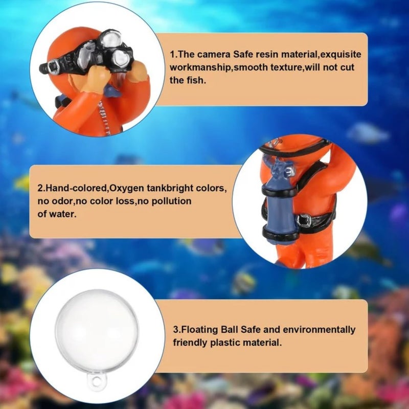 VAYINATO ® 2 Pcs (Random Color) Floating Mini Cute Photo Diver Aquarium Fish Tank Simulation Decoration Ornaments | Made with Eco Friendly Resin | No Harm to Fish by Petzlifeworld - Image 4