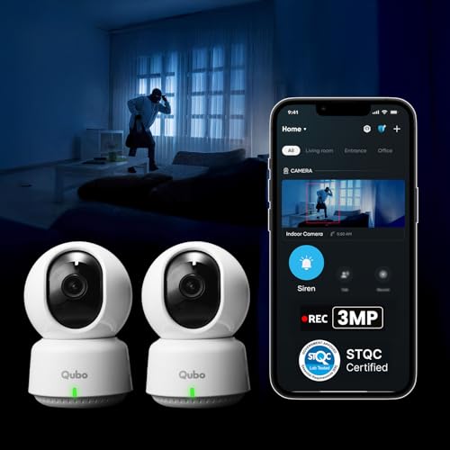 Qubo Smart 360° 3MP [2K] Wi-Fi Security Camera [2026 Edition] by Hero Group | Indoor CCTV Cam for Home | STQC Certified | AI Person Detection | Color Night Vision | SD&Cloud Storage (Pack of 2) - Image 1