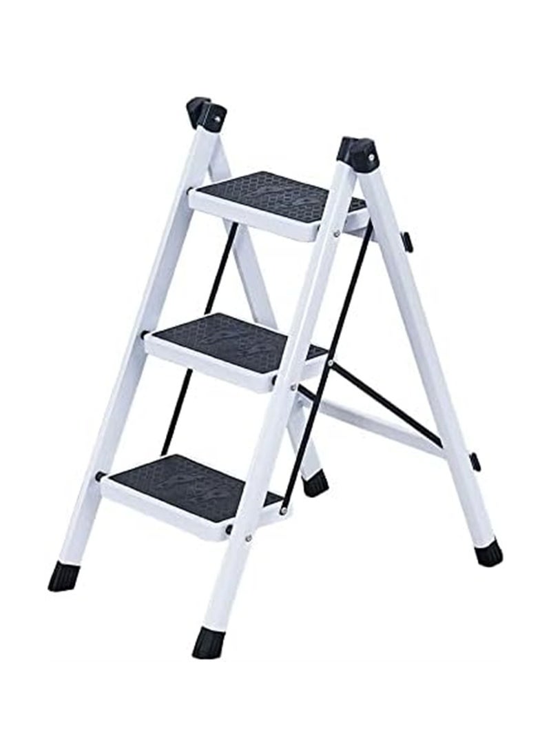 DMG TECH - 3 Step Ladder, Lightweight Folding Step Stools with Anti-Slip Sturdy and Wide Pedal, Thickened & Space-Saving, Portable Multi-Use Stepladder for Home Kitchen Office - Image 1