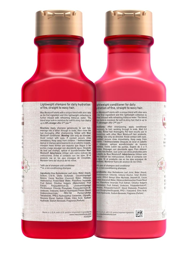 MAUI MOISTURE شامبو وبلسم خفيف الوزن بخلاصة الكركديه لترطيب الشعر يوميًا، خالٍ من الكبريتات، 13 أونصة سائلة - Image 2