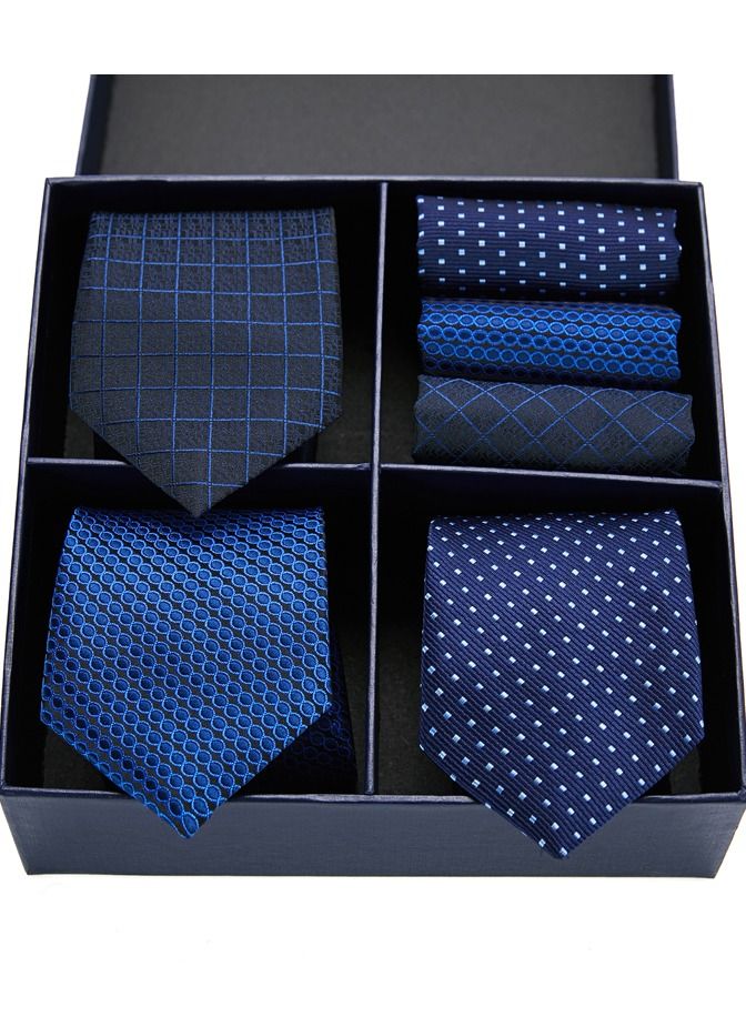 Fashionable Polka Dot And Checkered Pattern Neckties And Kerchiefs Suit
