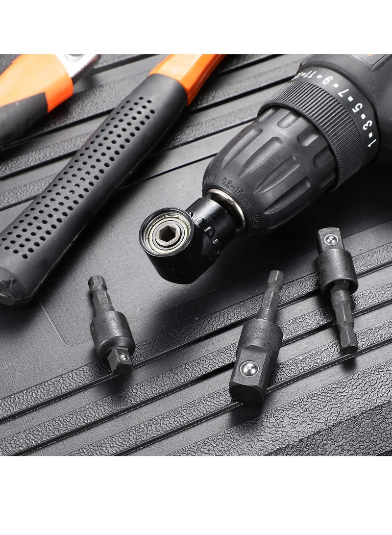 Impact Grade Sockets Adapter, 4 Pcs Power Drill Sockets Adapter Set with 360 Degree Rotatable Hex Shank Drill Adapters, 105 Degree Right Angle Screwdriver Attachment, Flexible Shaft Extension Bit - Image 5