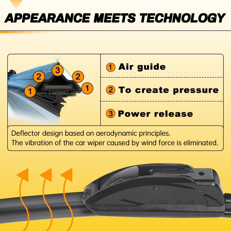AUTOBOO 26" and 17" Windshield Wipers Blades (Pack Of 2),OEM Quality Premium All-Seasons Wiper blades,Stable and Quiet Armor wiper blades - Image 4