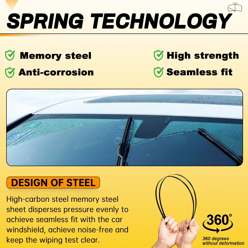 AUTOBOO 26" and 17" Windshield Wipers Blades (Pack Of 2),OEM Quality Premium All-Seasons Wiper blades,Stable and Quiet Armor wiper blades - Image 5