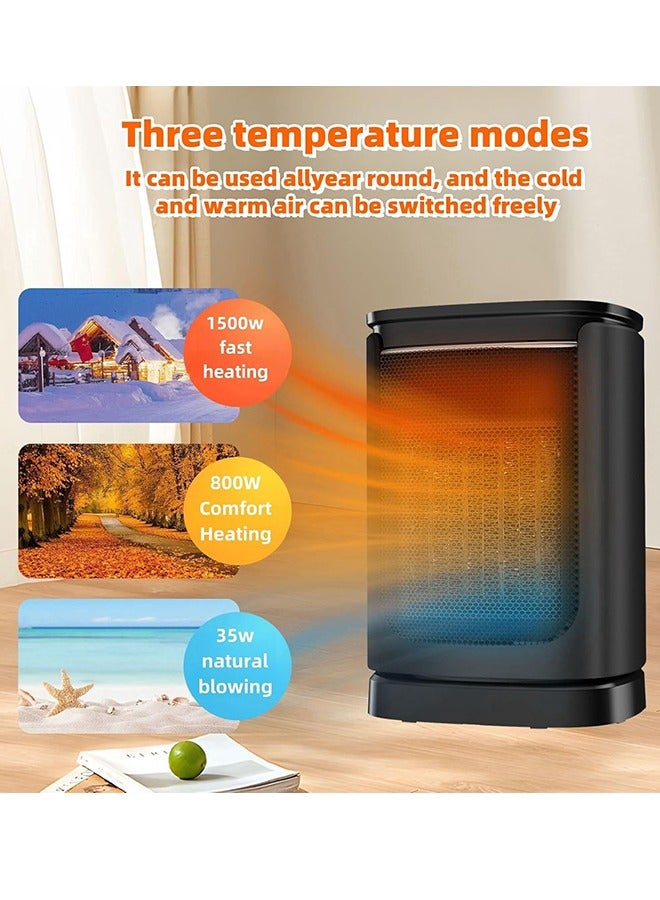 جوشبيرغ مدفأة كهربائية للمساحة، مدفأة مروحة، طاقة ساخنة وباردة، تدفئة سيراميك 1500 واط، توقيت ذكي لدرجة الحرارة الثابتة لمدة 12 ساعة، وضع التدفئة والمروحة، تدفئة 300 قدم مربع في دقائق، هادئة وآمنة، مناسبة للاستخدام الداخلي والمكتبي - Image 2