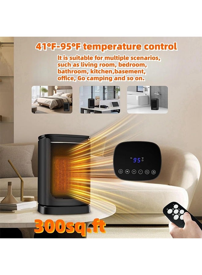 جوشبيرغ مدفأة كهربائية للمساحة، مدفأة مروحة، طاقة ساخنة وباردة، تدفئة سيراميك 1500 واط، توقيت ذكي لدرجة الحرارة الثابتة لمدة 12 ساعة، وضع التدفئة والمروحة، تدفئة 300 قدم مربع في دقائق، هادئة وآمنة، مناسبة للاستخدام الداخلي والمكتبي - Image 3