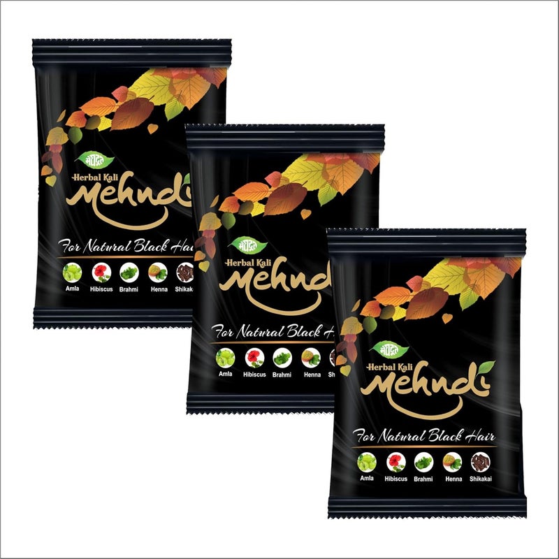 Meghdoot Herbal Kali Mehandi or Henna for Natural Black Hair Khadi Kali MehandiHenna Herbal Kali Mehndi For Longlasting Natural Hair Colour 10grm Each Pack of 20 - Image 1