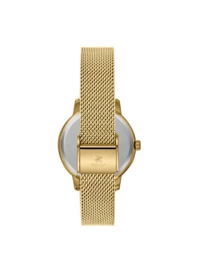 BEVERLY HILLS POLO CLUB BEVERLY HILLS POLO CLUB BP3734C.120 Women's Analog Display Watch & Mesh Strap Gold