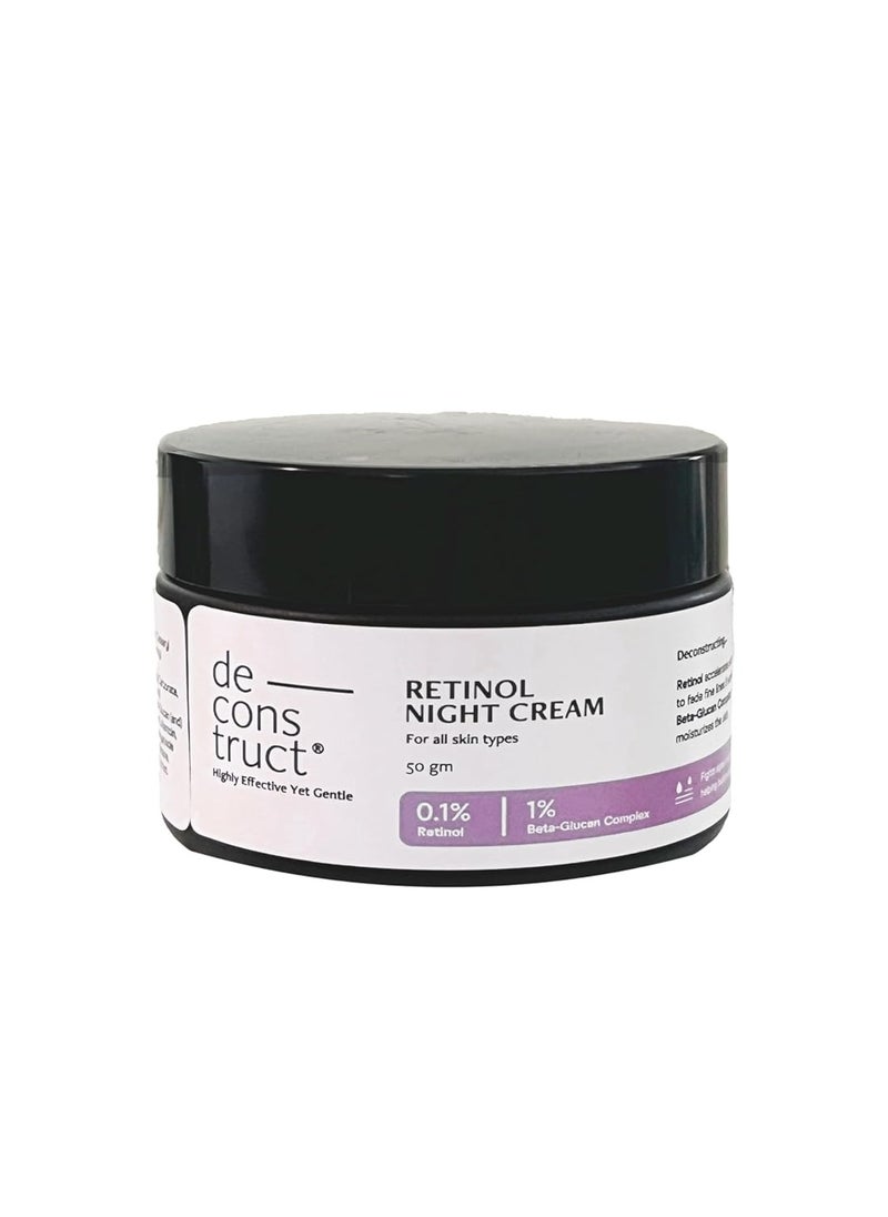 Deconstruct - Deconstruct 0.1% Retinol Night Cream with 1% Beta-Glucan Complex | Beginner Friendly | Anti-Aging Night Cream for Fine Lines and Wrinkles | For Women & Men | 50 gm - Image 1