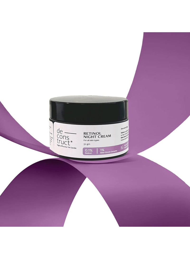 Deconstruct - Deconstruct 0.1% Retinol Night Cream with 1% Beta-Glucan Complex | Beginner Friendly | Anti-Aging Night Cream for Fine Lines and Wrinkles | For Women & Men | 50 gm - Image 1