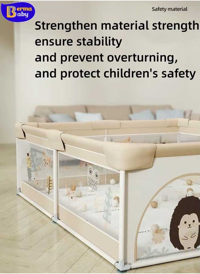 Berma Baby Foldable Baby Playpen 150*180CM, Playard for Babies and Toddlers, Portable Safety Baby Fence Lightweight,No Installation, Indoor & Outdoor Baby Playpen with Ocean Balls*60, White  - Image 5