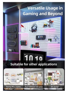 ماركة غير محددة مجموعة Pegboard وملحقاتها 2 لوحة Pegboard منظم الحائط والتخزين للمكتب والمنزل ومكتب الألعاب ومنظم الحائط وعرض Pegboard مجموعة لوحة Pegboard السوداء  - Image 3
