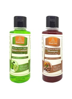 Khadi Pure Green Apple & Honey Almond Oil Shampoo/Hair Cleanser 210 Ml (Pack Of 2)Multicolor  - Image 1