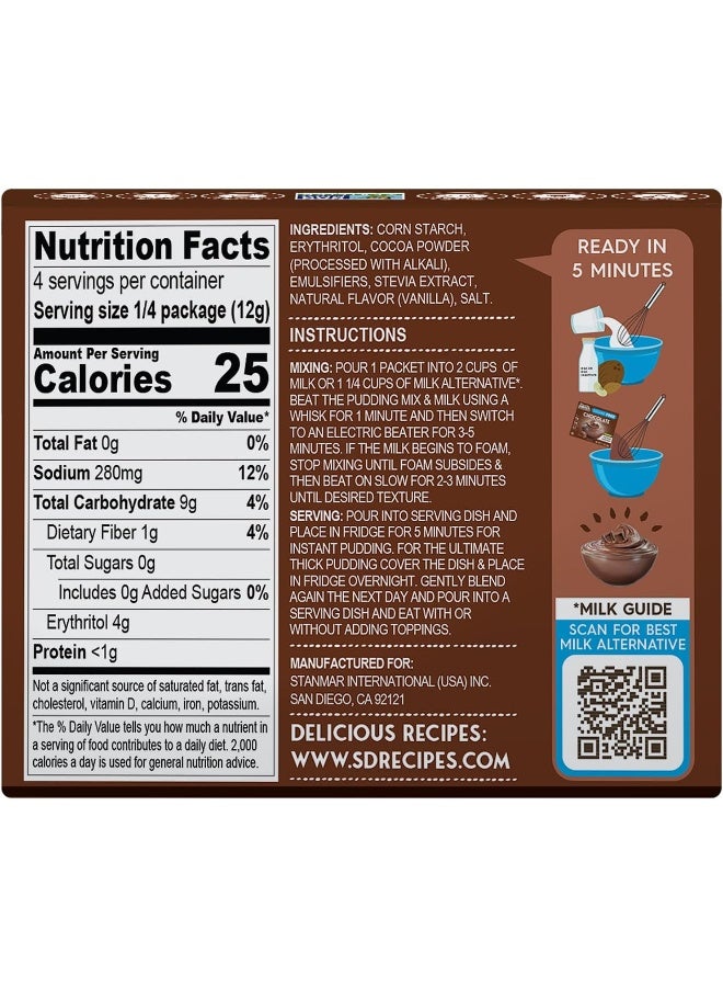 Simply Delish Simply Desserts Chocolate Instant Pudding, Sugar-Free, 6-Pack - Healthy Dessert, Keto Snacks, Vegan & Diabetic-Friendly, Kosher, 1.7 Oz Ea - Image 2