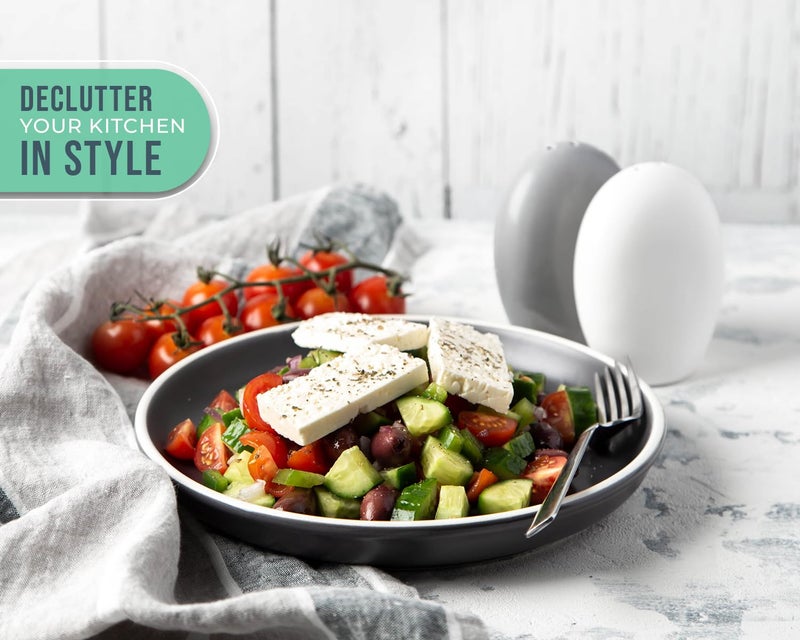 Comfify Salt & Pepper Shakers – White & Grey Ceramic – Contemporary Kitchen Decor - Image 4