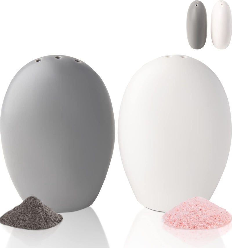 Comfify Salt & Pepper Shakers – White & Grey Ceramic – Contemporary Kitchen Decor - Image 1