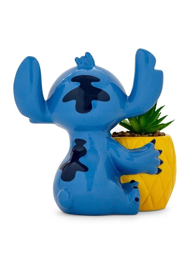 Toynk Disney Lilo & Stitch Pineapple 6-Inch Ceramic Planter with Artificial Succulent | Cute Flower Pot, Faux Indoor Plants - Image 1