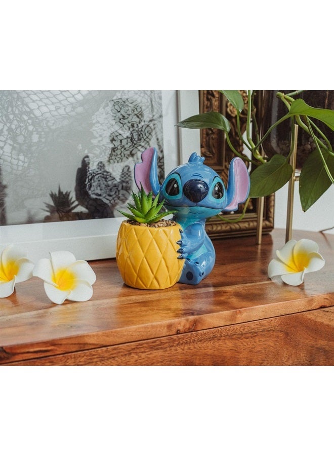 Toynk Disney Lilo & Stitch Pineapple 6-Inch Ceramic Planter with Artificial Succulent | Cute Flower Pot, Faux Indoor Plants - Image 2