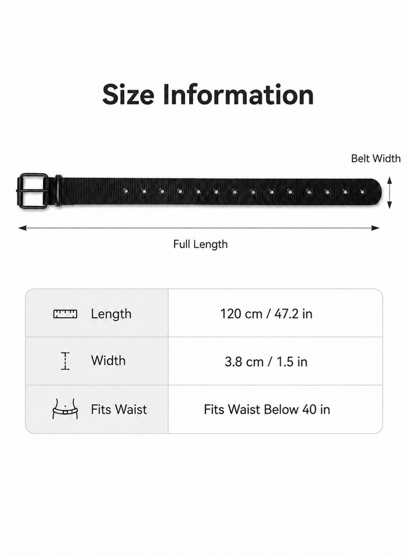 Zylo Men's Black Nylon Web Belt with Metal Pin Buckle, Adjustable Grommet Casual Waist Belt - Image 5
