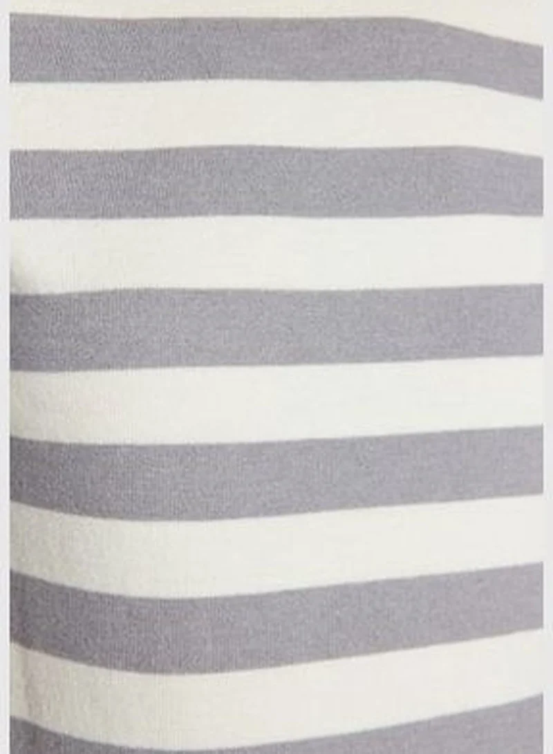 trendyol Ecru Premium/Special Yarn Soft Textured Striped Basic Knitwear Blouse TWOAW24BZ00003