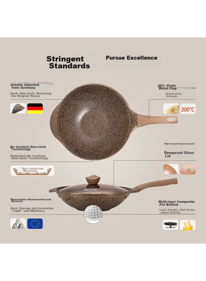 Amercook Alfita Maifanshi Wok, Non-stick Pan, Titanium Pan, Flat Bottom Frying Pan, Concave Pan For Induction And Gas Stoves - Image 2