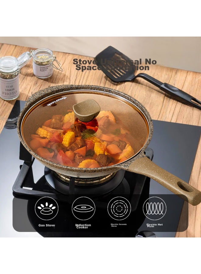 Amercook Alfita Maifanshi Wok, Non-stick Pan, Titanium Pan, Flat Bottom Frying Pan, Concave Pan For Induction And Gas Stoves - Image 5