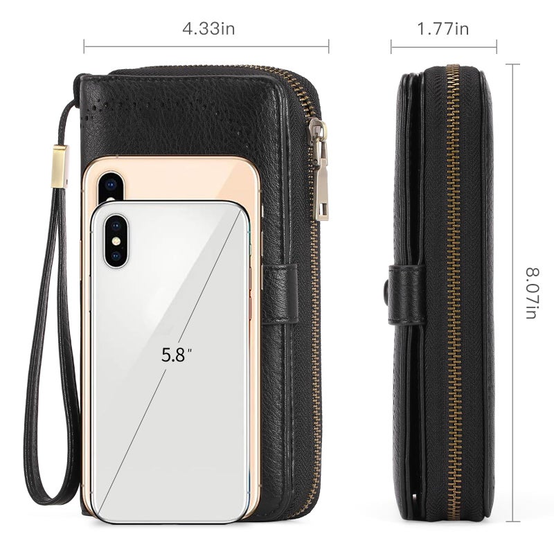 GAEKEAO Leather Credit Card Holder Wallet for Women RFID Blocking Large Capacity Bifold Zipper Card Case Organizer with Wristlet 45 Slots - Image 3