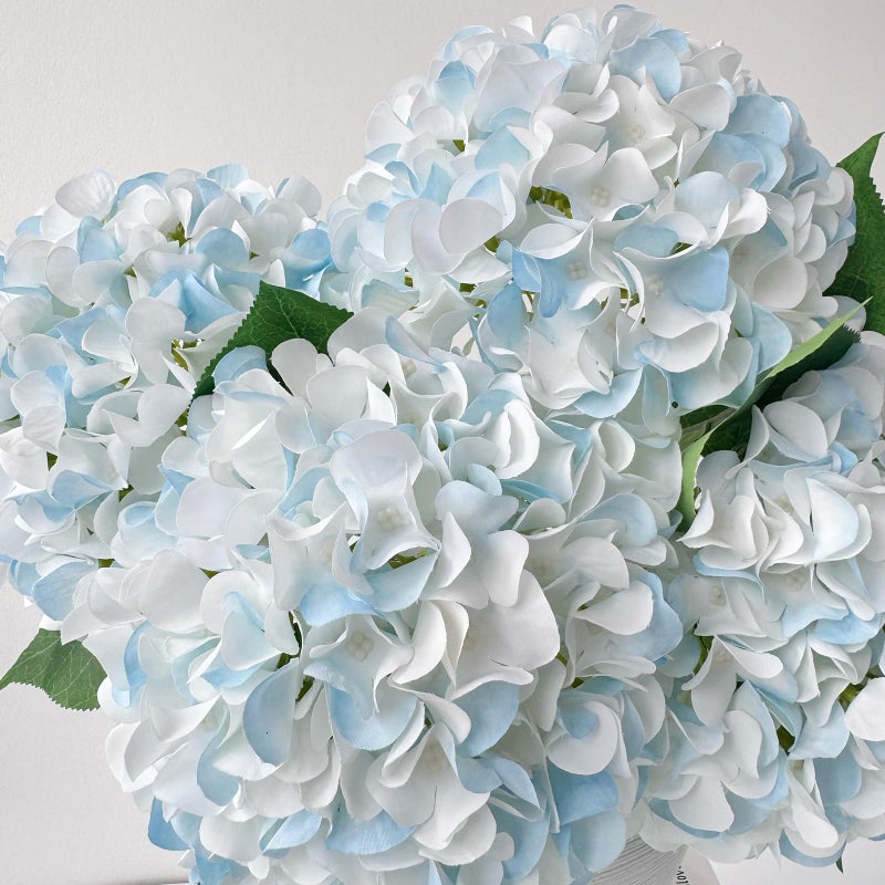 ZYTUYO 5 Pcs White & Light Blue Silk Hydrangeas Artificial Flower Boho Dried Touch 20'' Faux Hydrangeas for Indoor Home Decor Kitchen Living Room Outdoor Porch Wedding Flower Arrangement - Image 4