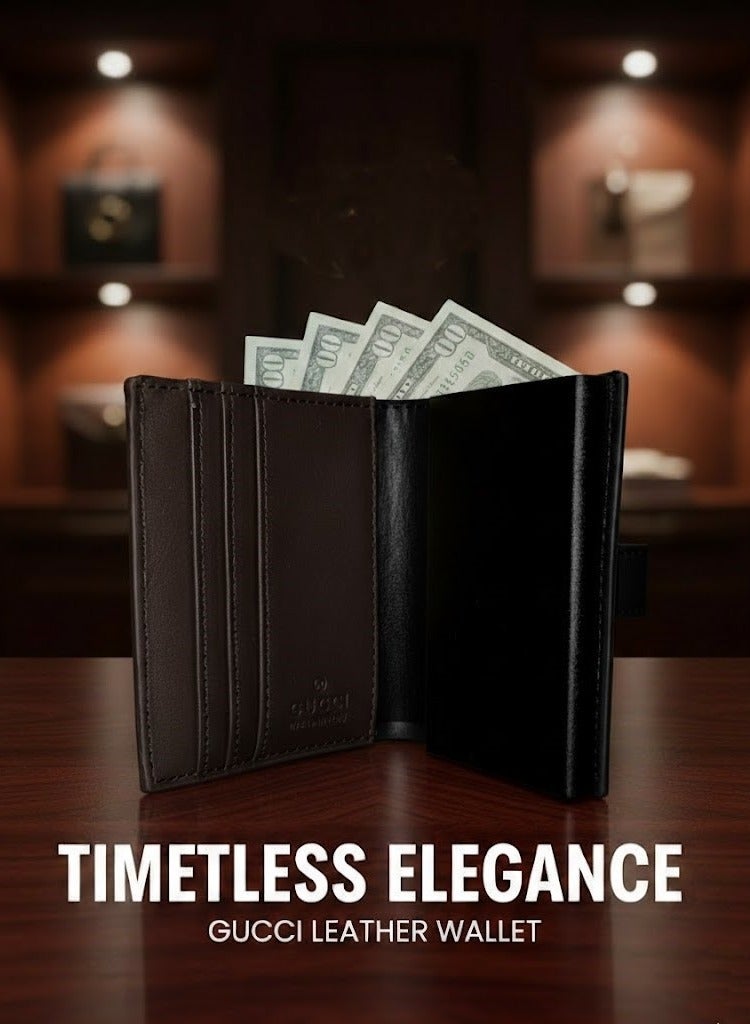 غوتشي محفظة جلد فاخرة للكروت والنقود – تصميم أنيق بحجم عملي مع زر إغلاق آمن - للجنسين - Image 2