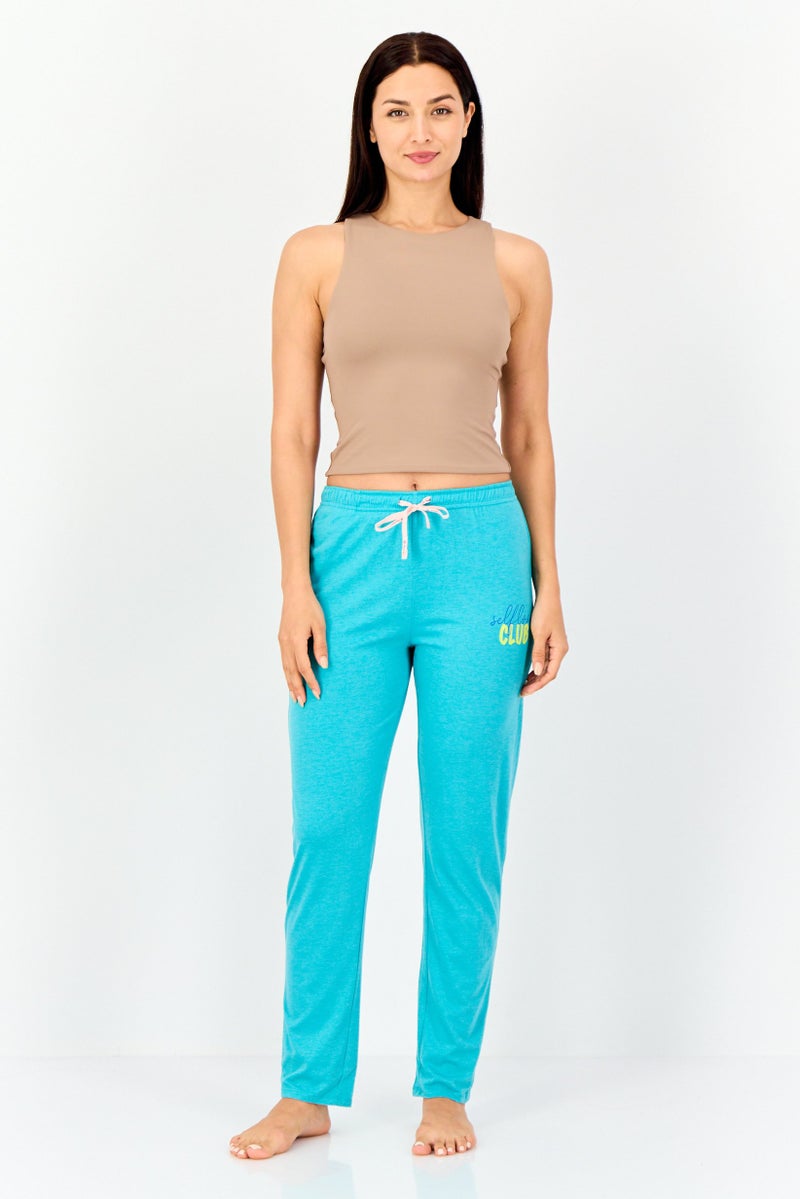 zivame Rosaline x Zivame Women Graphic Print Drawstring Sleepwear Pyjamas, Turquoise - Image 4