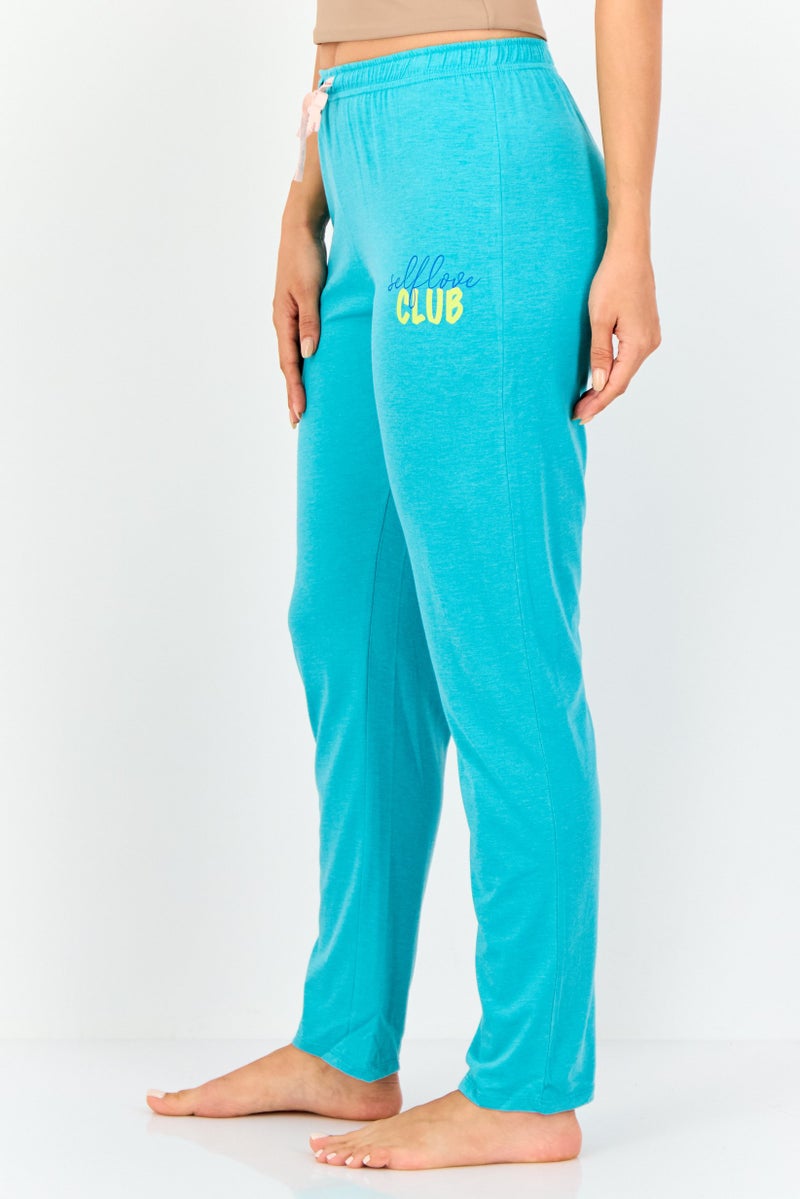zivame Rosaline x Zivame Women Graphic Print Drawstring Sleepwear Pyjamas, Turquoise - Image 2